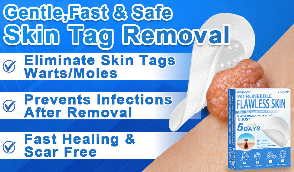 📌 Awzlove® 2-in-1 Microneedle & Hydrocolloid Patch | Raised Moles,Acne,  Flat Warts & Skin Tags Remover | Improves Wrinkles, Scars & Blemishes | Invisible Star Pimple Patches for Face & Body | 🎁🎁8