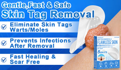 📌 Awzlove® 2-in-1 Microneedle & Hydrocolloid Patch | Raised Moles,Acne,  Flat Warts & Skin Tags Remover | Improves Wrinkles, Scars & Blemishes | Invisible Star Pimple Patches for Face & Body | 🎁🎁8