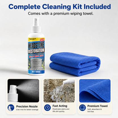 ✨ TIMNAMY®Ultimate Memorial Stone & Headstone Cleaner Spray | Safe on Granite & Marble | Removes Algae & Yellow Stains 🌿🕯️
