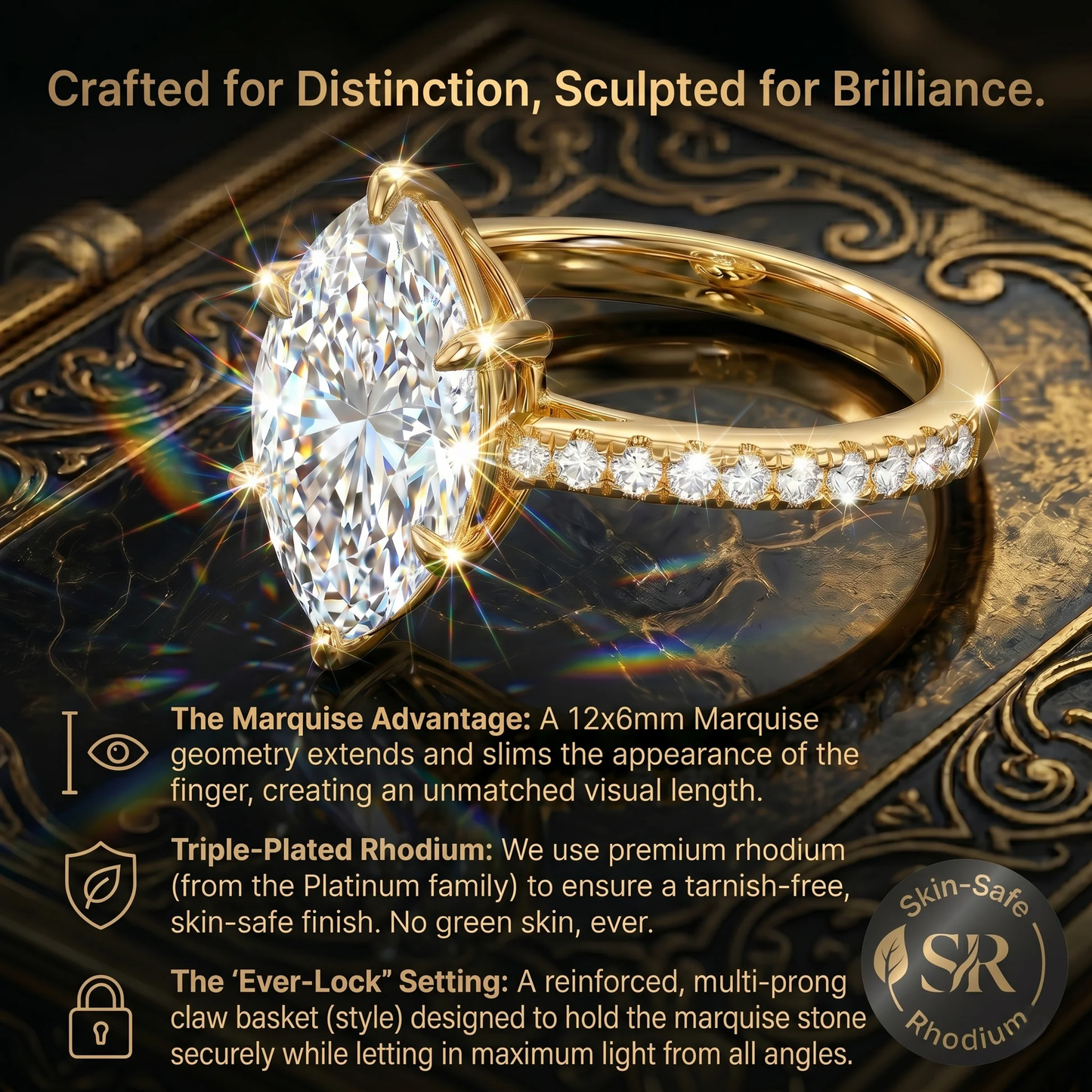🎁 90% OFF TODAY: Yellow Gold Marquise-Cut Diamond Ring — Stop Saving Your Radiance for "Someday" — Own the Luxury You Deserve, Right Now 🎁