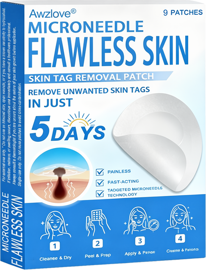 📌 Awzlove® 2-in-1 Microneedle & Hydrocolloid Patch | Raised Moles,Acne,  Flat Warts & Skin Tags Remover | Improves Wrinkles, Scars & Blemishes | Invisible Star Pimple Patches for Face & Body | 🎁🎁8